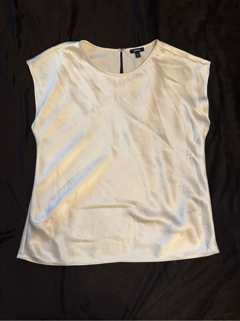 Express White Cap Sleeve Satin-Look Blouse